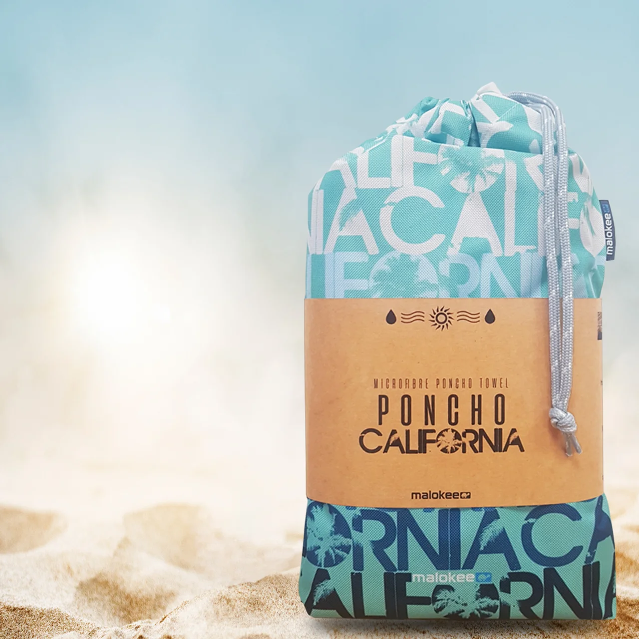 Poncho à capuche surf et plage Adulte California Mint – Image 4