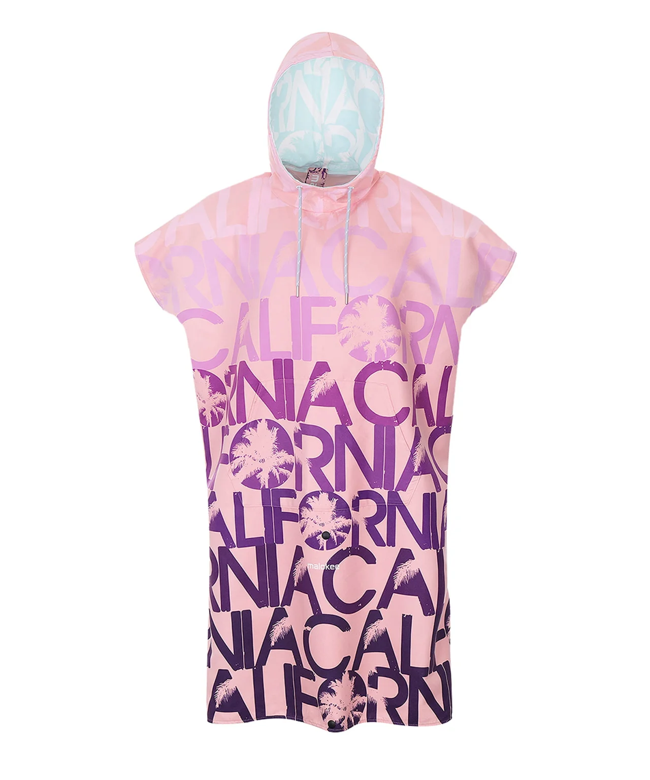 Poncho à capuche surf et plage Adulte California Pink – Image 3