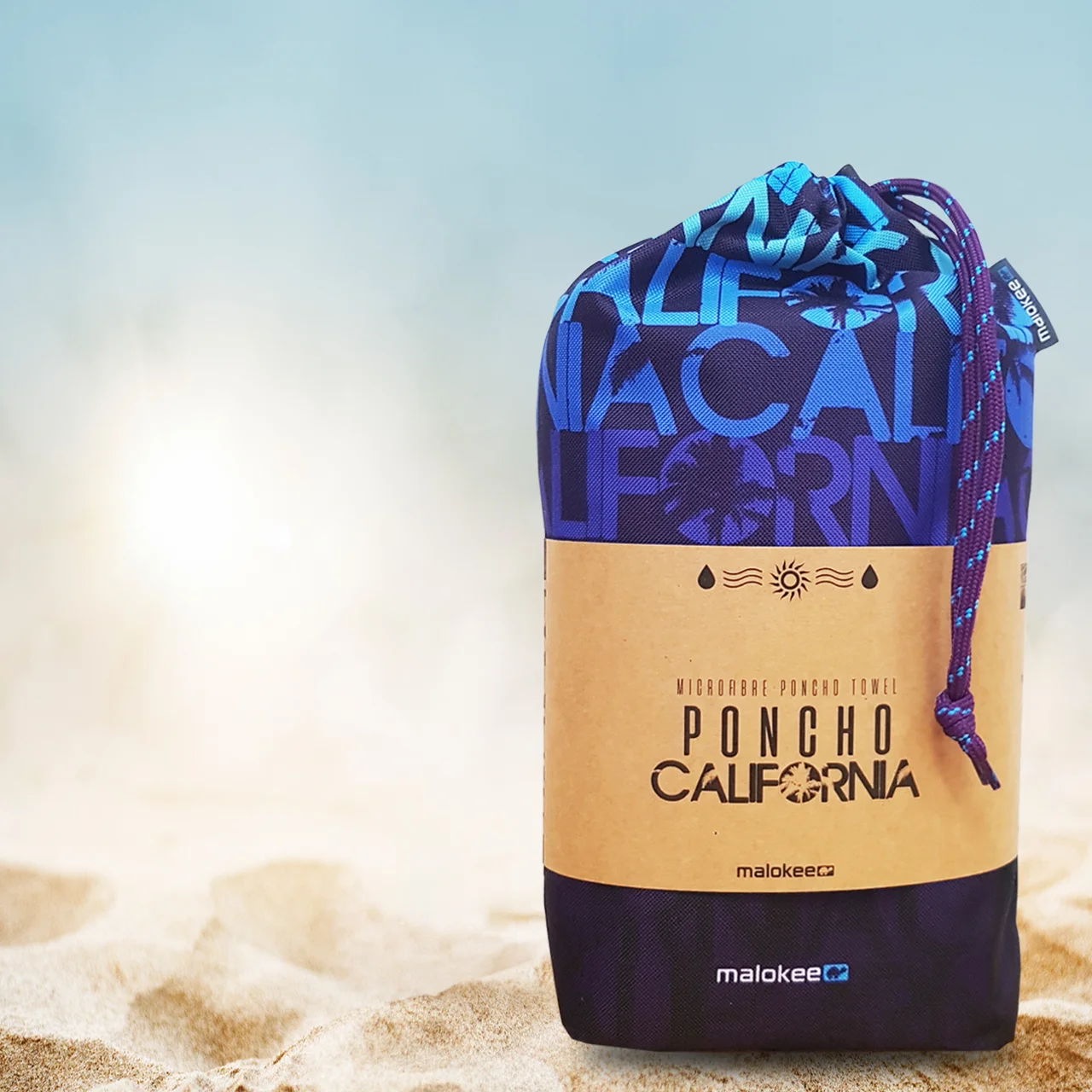 Poncho à capuche surf et plage Adulte California Bue – Image 6
