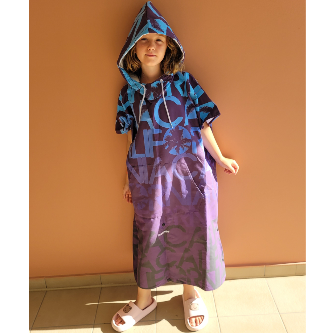 Poncho à capuche surf et plage 130-165 cm Blue – Image 3