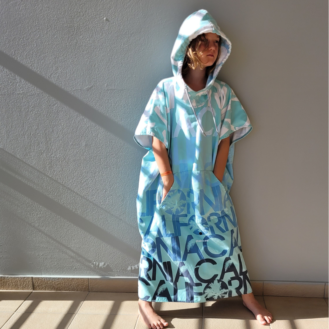 Poncho à capuche surf et plage 130-165 cm Mint