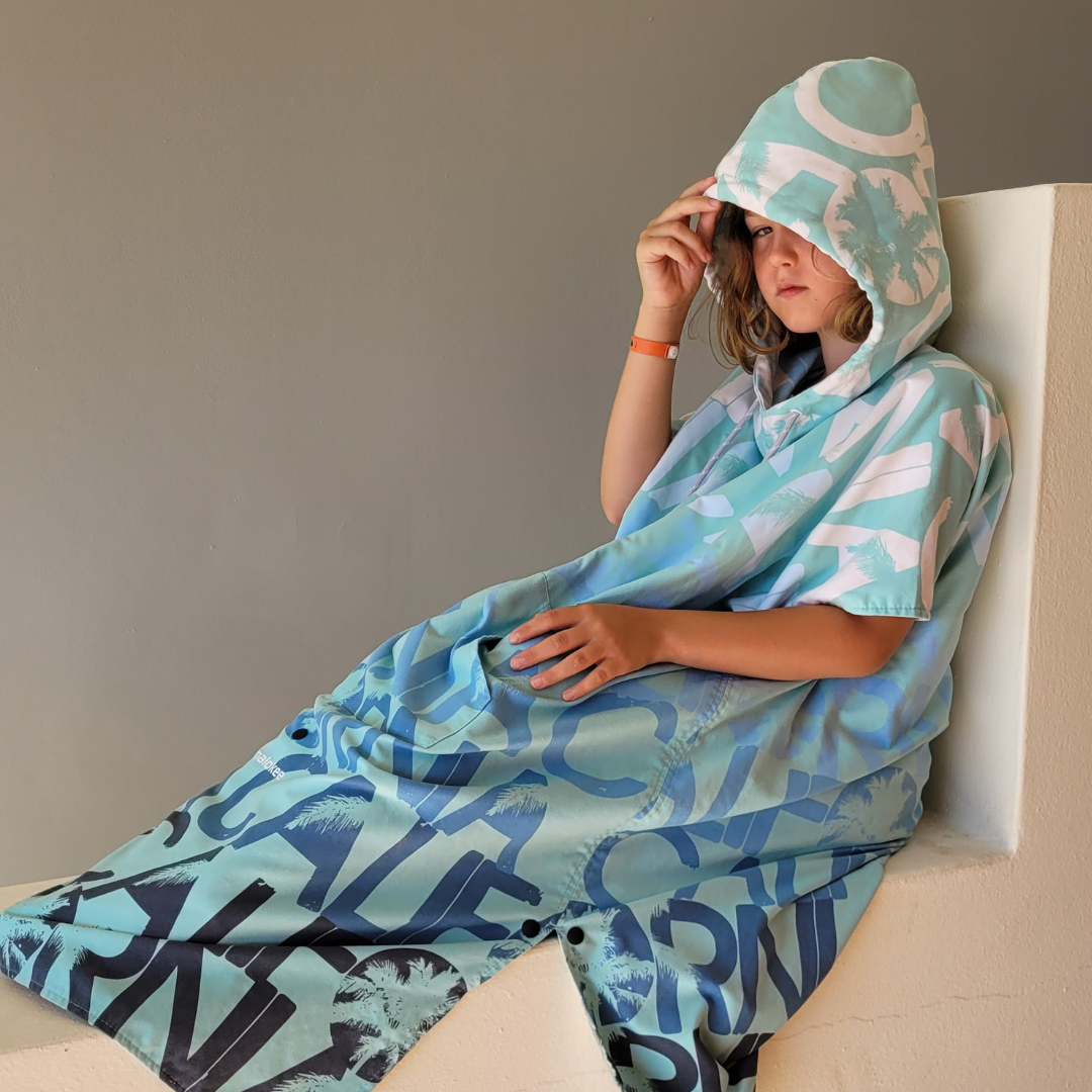 Poncho à capuche surf et plage 130-165 cm Mint – Image 3
