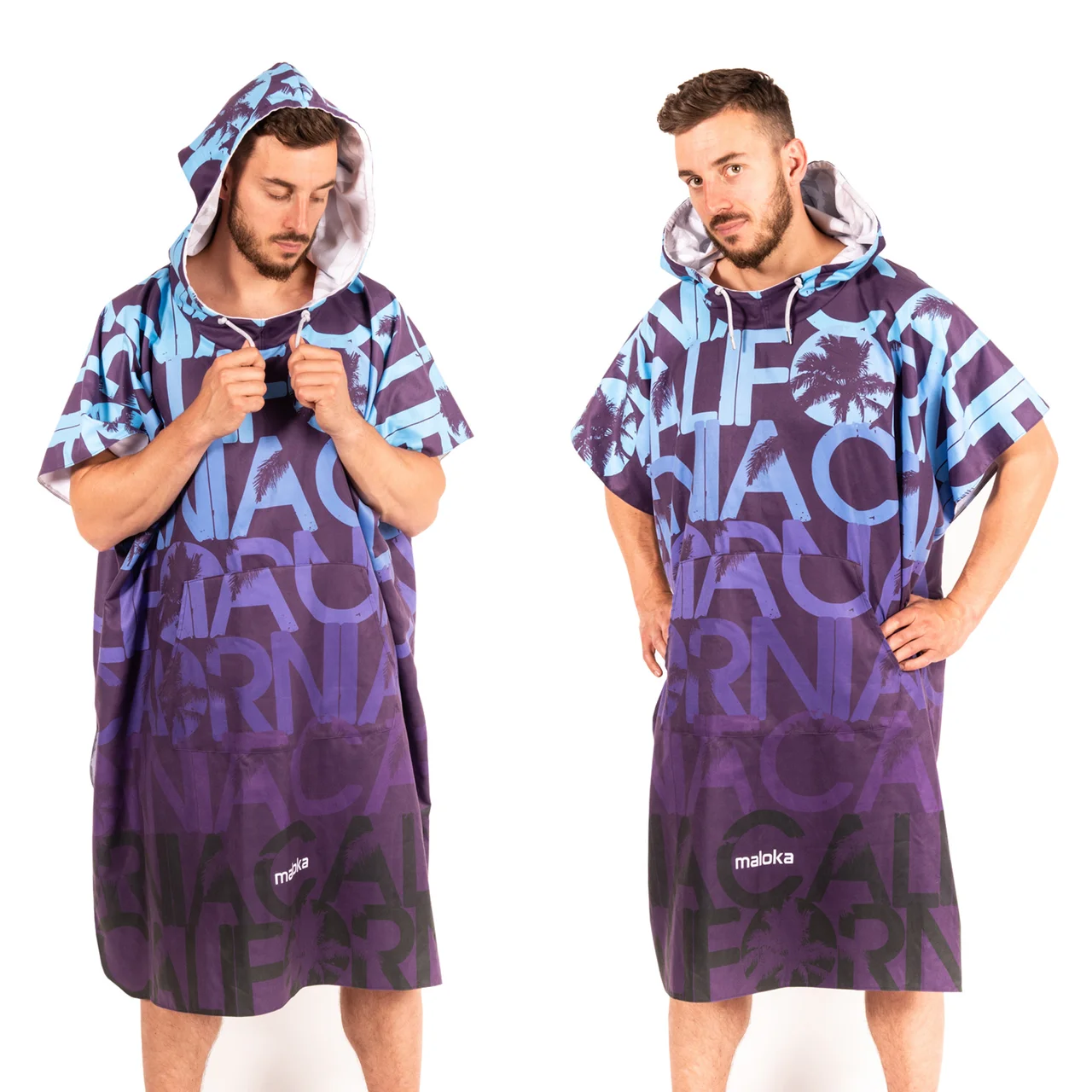Poncho à capuche surf et plage Adulte California Bue – Image 2
