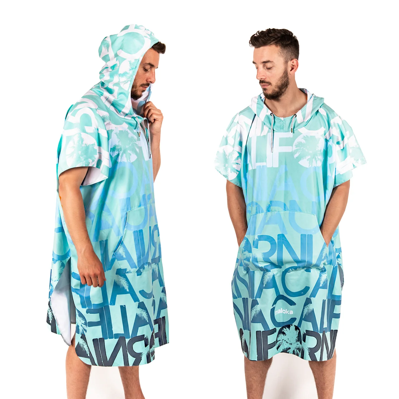 Poncho à capuche surf et plage Adulte California Mint – Image 3