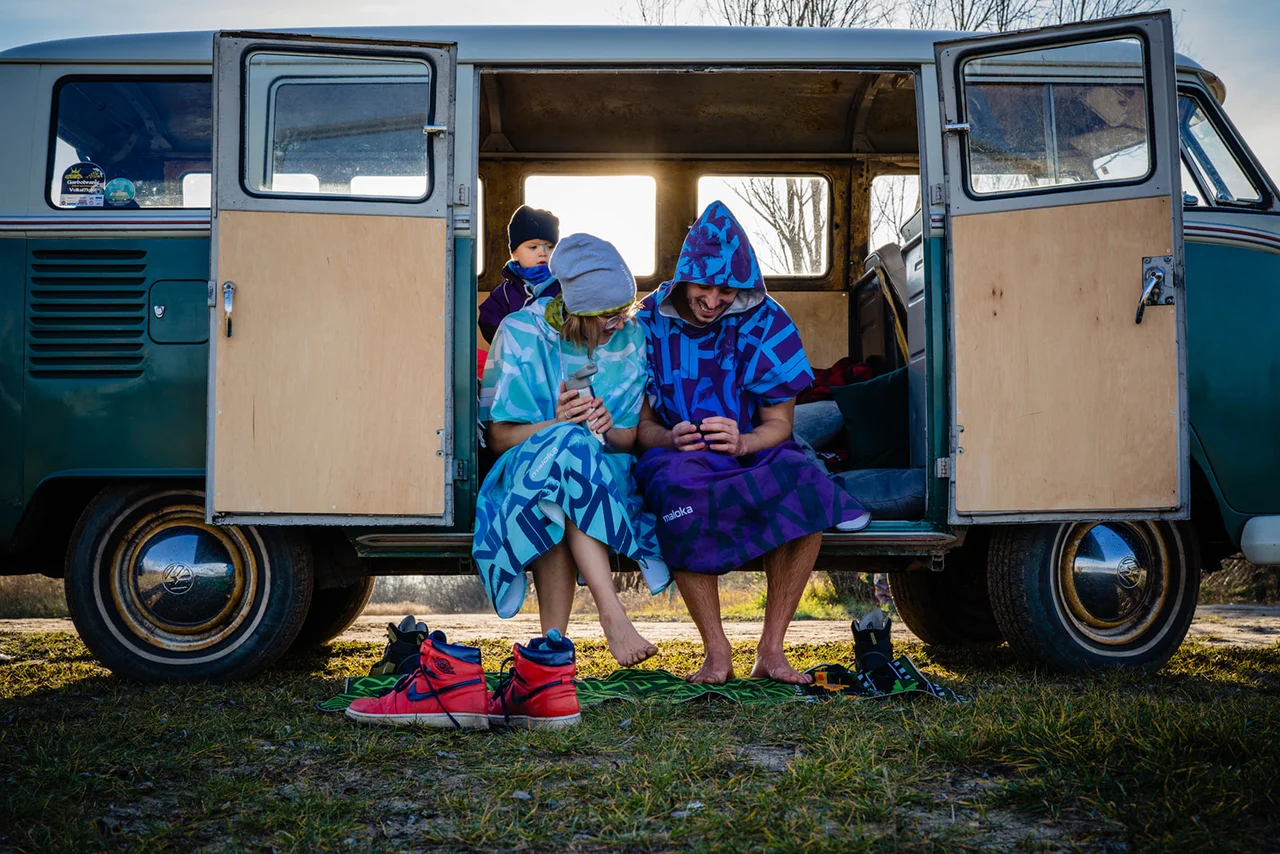 Poncho à capuche surf et plage Adulte California Bue