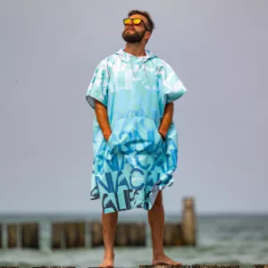 Poncho à capuche surf et plage Adulte California Mint