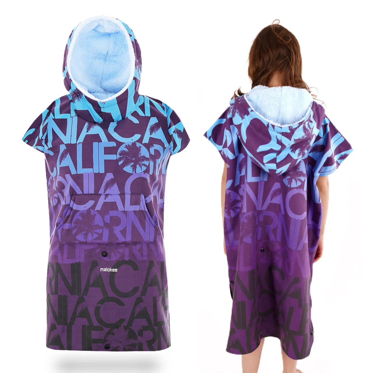 Poncho à capuche surf et plage Adulte California Bue – Image 4